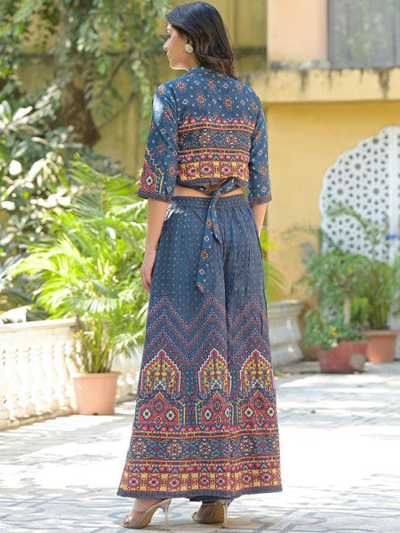 Women Printed Top With Palazzo Co-Ords Set Indo-Western Outfit VitansEthnics