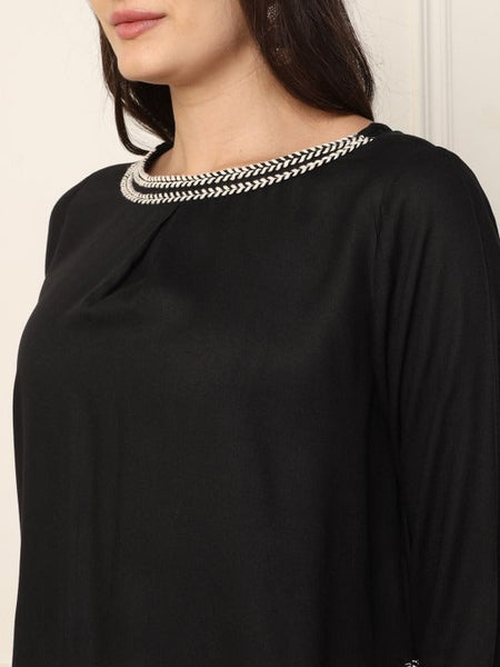 Women Round Neck High Low Top & Trousers Co-Ords Set VitansEthnics