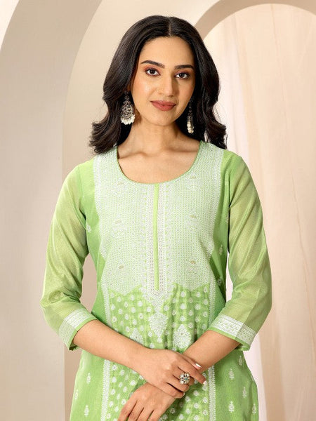 Women Ethnic Motifs Woven Design Chanderi Silk Kurta With Trouser And Dupatta Indian Suit Set VitansEthnics
