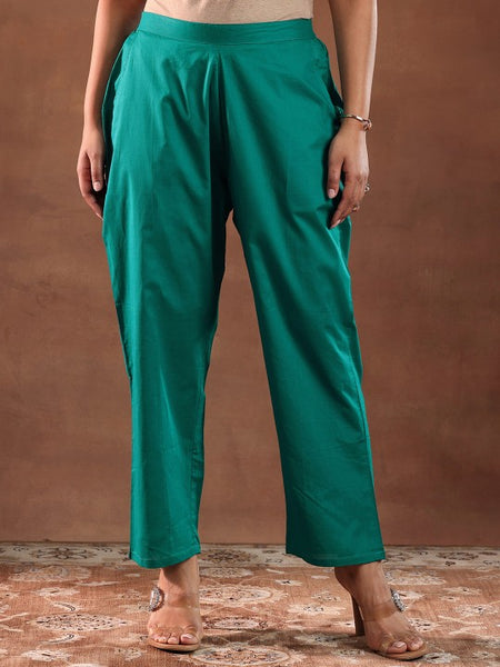 Floral Embroidered Chanderi Silk Kurta With Trousers & Dupatta Set