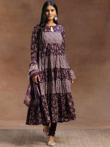 Women Floral Printed Panelled Kurta with Churidar & With Dupatta VitansEthnics