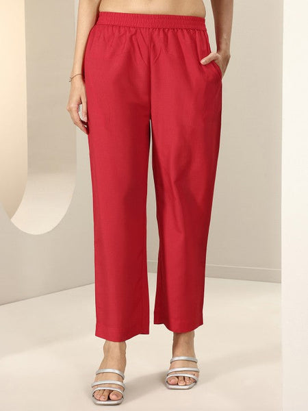 Women Embroidered Pleated Silk Chiffon Kurta with Trousers & With Dupatta Indian Suit Set VitansEthnics