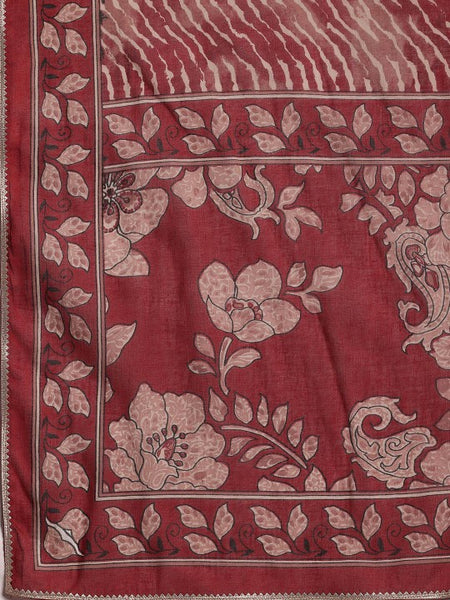 Women Floral Printed Gotta Patti Pure Cotton Straight Kurta With Palazzo & Dupatta