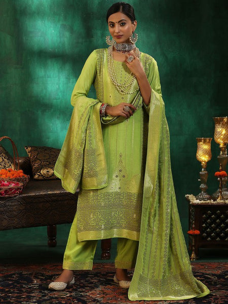 Women Ethnic Motifs Regular Kurta with Trousers & With Dupatta Set