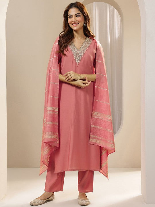 Women Ethnic Motifs Yoke Design Regular Sequinned Kurta with Trousers & With Dupatta Indian Suit Set VitansEthnics