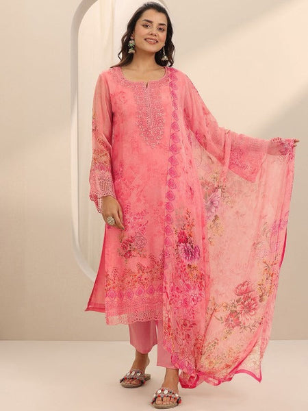 Women Floral Printed Regular Beads and Stones Kurta with Trousers & With Dupatta VitansEthnics