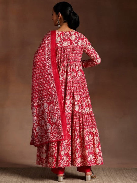 Women Floral Printed Panelled Kurta with Churidar & With Dupatta VitansEthnics