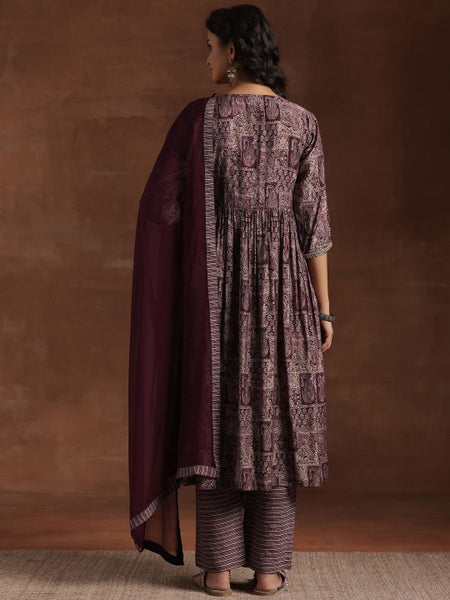 Women Ethnic Motifs Embroidered Pleated A-Line Kurta With Trouser & Dupatta
