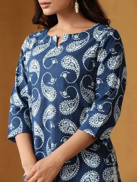 Women Paisley Printed Cotton Kurta with Sharara Set VitansEthnics