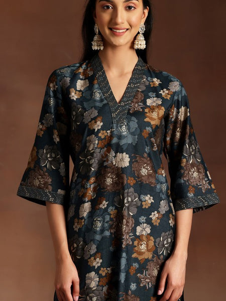 Women Floral Printed Straight Kurta With Trousers & Dupatta Set