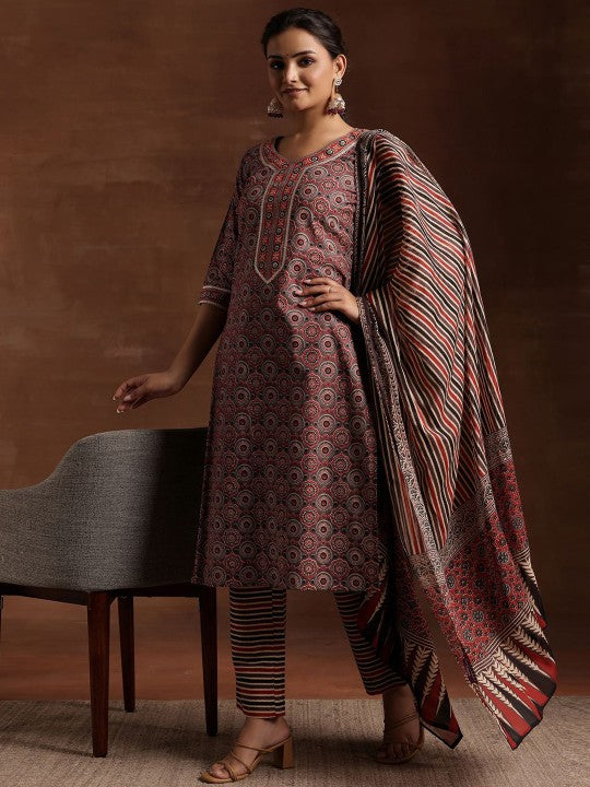 Women Ethnic Motifs Printed Gotta Patti Pure Cotton Kurta with Trousers & Dupatta