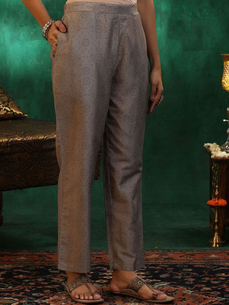 Women Grey Ethnic Motifs Regular Sequinned Kurta with Trousers & With Dupatta Set VitansEthnics