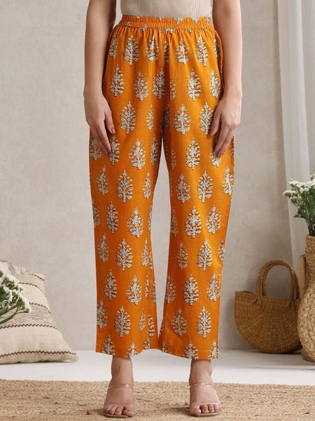 Women Floral Printed V-Neck Pure Cotton Straight Kurta With Palazzos And Dupatta Set VitansEthnics