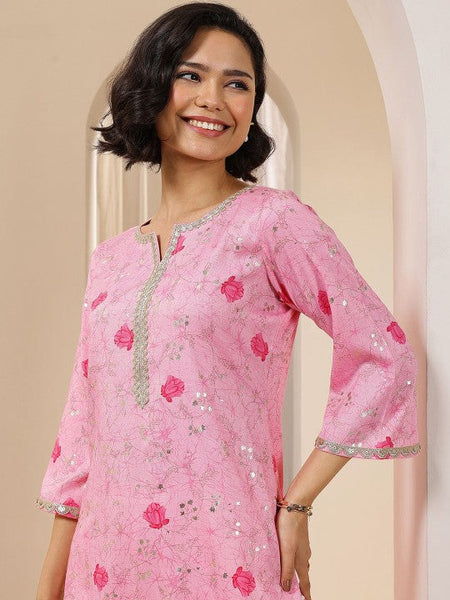 Women Floral Printed Regular Sequinned Kurta with Salwar & With Dupatta Indian Suit Set VitansEthnics