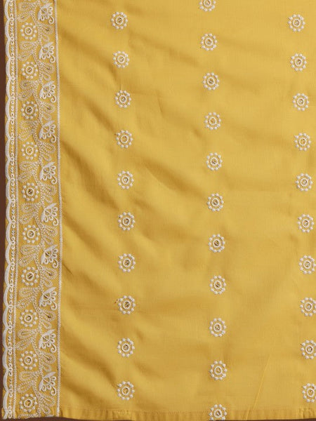 Women Ethnic Motifs Embroidered High Slit Pure Cotton Kurta & Sharara With Dupatta Set VitansEthnics