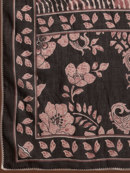Women Floral Printed Gotta Patti Pure Cotton Straight Kurta With Palazzo & Dupatta
