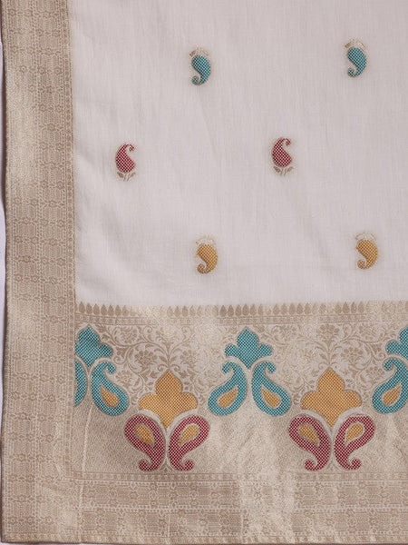 Women Paisley Round Neck Three-Quarter Sleeves Pure Cotton Kurta Set VitansEthnics