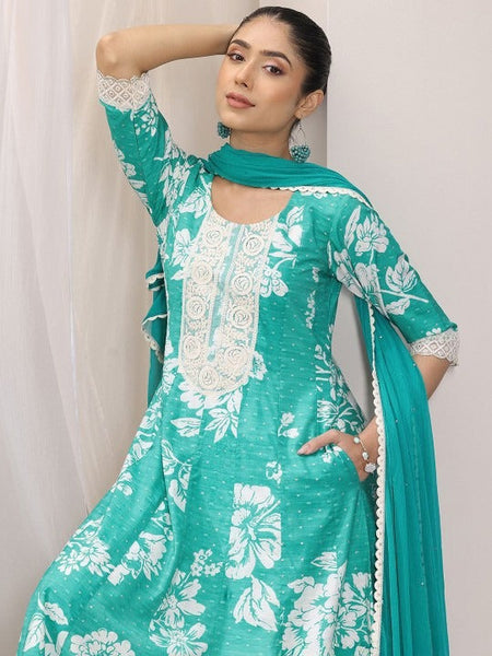 Women Floral Printed Kurta with Trousers & Dupatta Set VitansEthnics