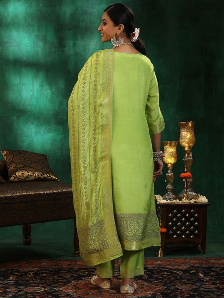 Women Ethnic Motifs Regular Kurta with Trousers & With Dupatta Set