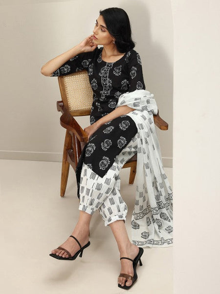 Women Ethnic Motifs Printed Regular Kurta with Salwar & With Dupatta Indian Suit Set VitansEthnics