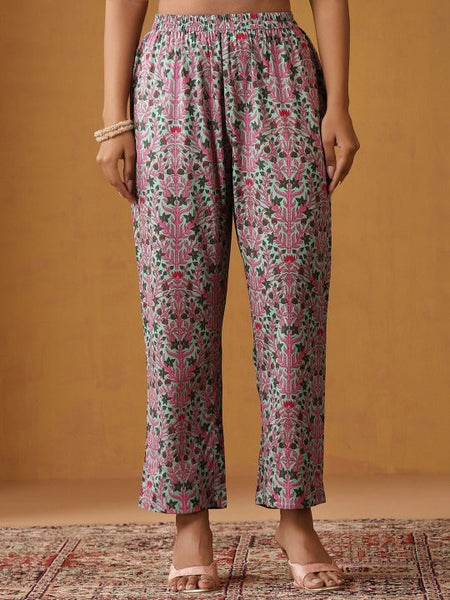 Women Floral Printed Sleeveless Pure Cotton Kurta Set With Dupatta Set VitansEthnics