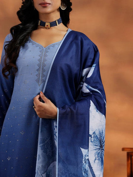 Women Ombre Dyed Regular Beads and Stones Kurta with Trousers & With Dupatta VitansEthnics