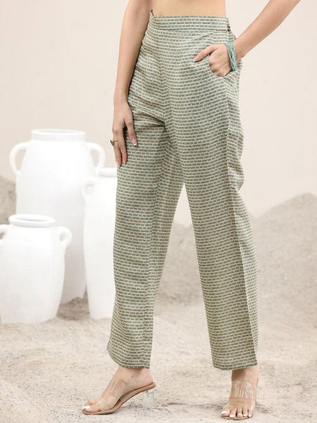 Floral Printed Thread Work Round Neck Straight Kurta With Trousers & Dupatta Set VitansEthnics