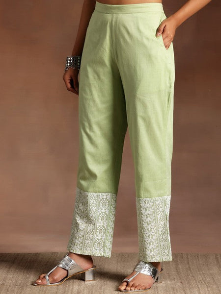 Women Ethnic Motifs High Slit Thread Work Pure Cotton Kurta with Palazzos & Dupatta Set VitansEthnics