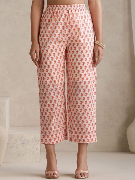 Women Floral Printed Mandarin Collar Pure Cotton Anarkali Kurta & Palazzos & Dupatta VitansEthnics