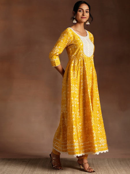 Women Ethnic Motifs Printed Thread Work Anarkali Kurta With Churidar & Dupatta