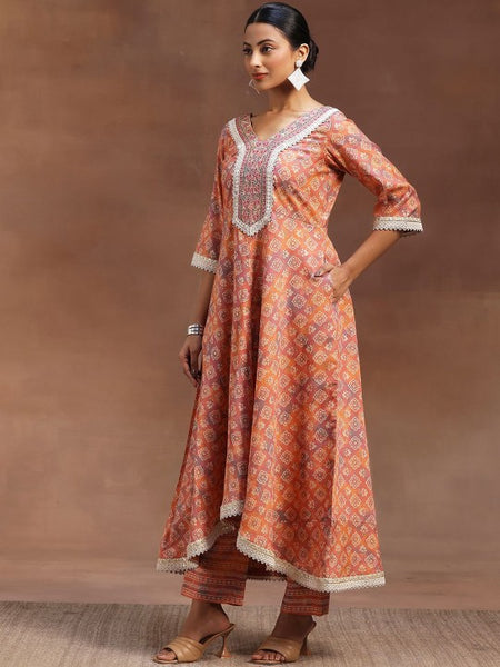 Women Ethnic Motifs Printed Zari Panelled Flared Kurta With Trouser & Dupatta