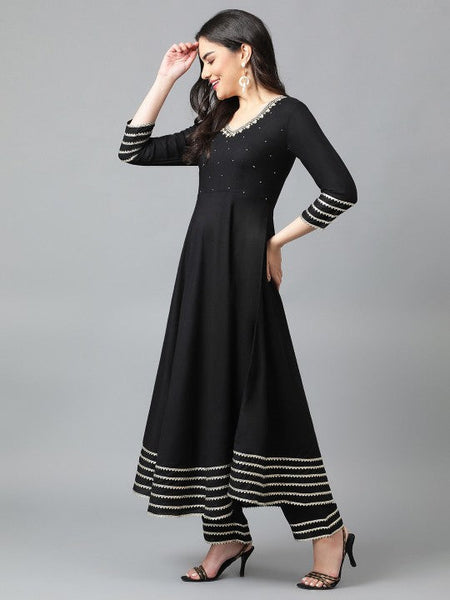 Women Regular Gotta Patti Kurta with Palazzos & With Dupatta Set VitansEthnics
