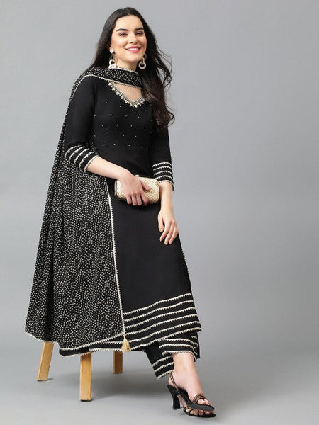 Women Regular Gotta Patti Kurta with Palazzos & With Dupatta Set VitansEthnics