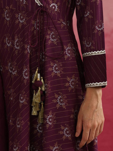 Women Floral Printed Angrakha Kurta with Palazzos & With Dupatta Set VitansEthnics