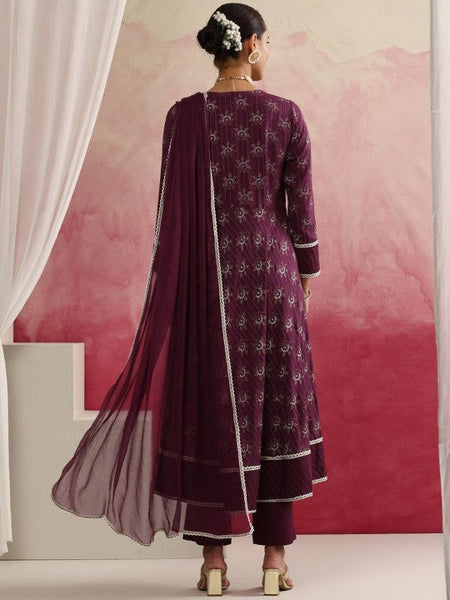 Women Floral Printed Angrakha Kurta with Palazzos & With Dupatta Set VitansEthnics