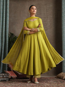 Women Floral Printed Sweet Heart Neck Anarkali Kurta with Palazzos & With Dupatta VitansEthnics