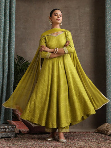 Women Floral Printed Sweet Heart Neck Anarkali Kurta with Palazzos & With Dupatta VitansEthnics