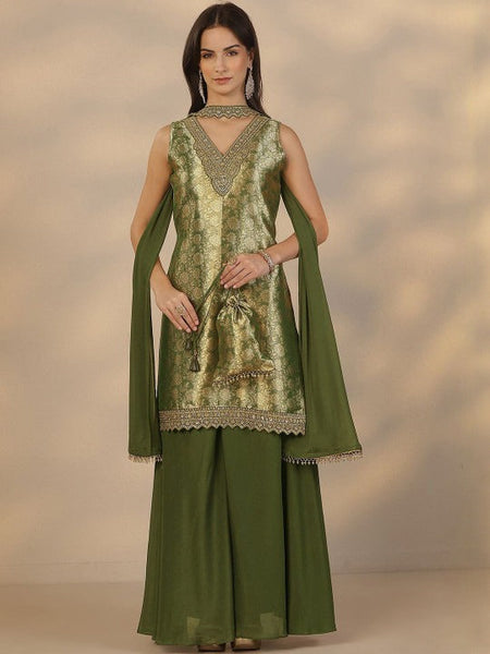 Women Regular Beads and Stones Kurta with Palazzos & With Dupatta VitansEthnics