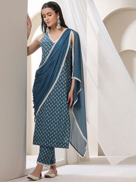 Women Ethnic Motifs Printed Regular Pure Cotton Kurta with Palazzos & With Dupatta VitansEthnics