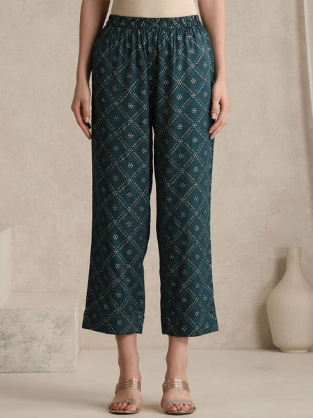 Women Ethnic Motifs Printed Mandarin Collar A-Line Kurta With Trousers And Dupatta Set VitansEthnics