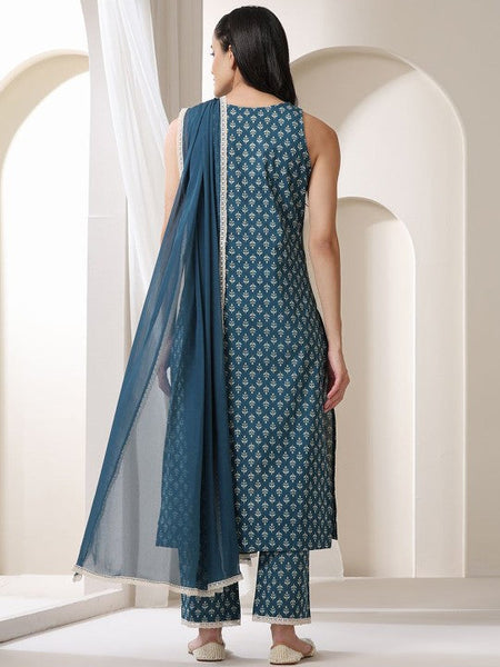 Women Ethnic Motifs Printed Regular Pure Cotton Kurta with Palazzos & With Dupatta VitansEthnics
