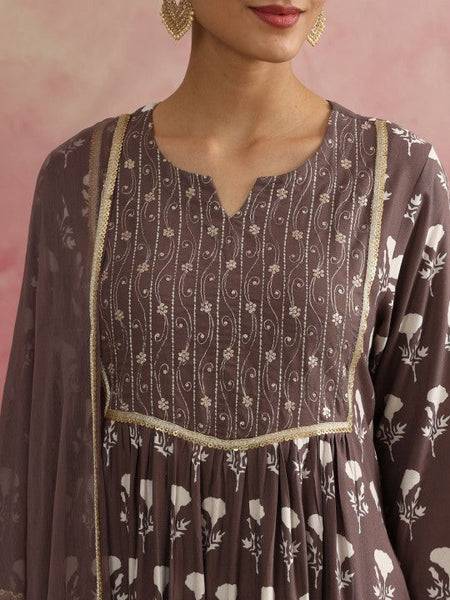Women Floral Yoke Design Regular Kurta with Palazzos & With Dupatta Set VitansEthnics