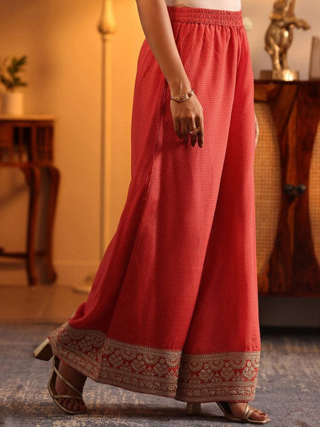Women Orange Bandhani Printed Thread Work Kurta with Palazzos & With Dupatta VitansEthnics