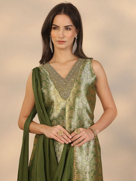 Women Regular Beads and Stones Kurta with Palazzos & With Dupatta VitansEthnics