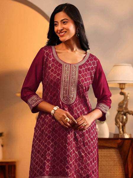 Women Women Embroidered Regular Zari Kurta with Palazzos & With Dupatta VitansEthnics