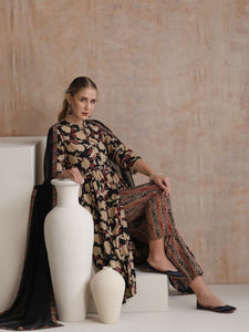 Women Floral Printed Flared Pure Cotton Kurta with Palazzos & With Dupatta Set VitansEthnics