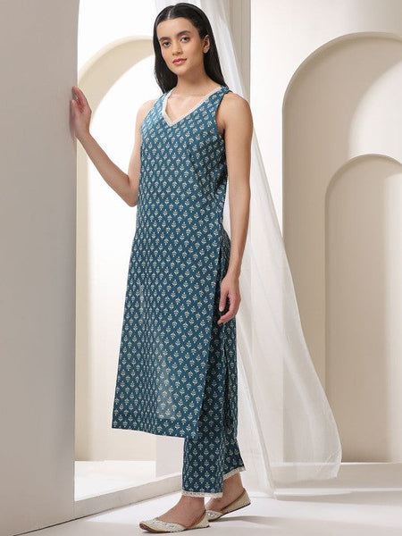 Women Ethnic Motifs Printed Regular Pure Cotton Kurta with Palazzos & With Dupatta VitansEthnics