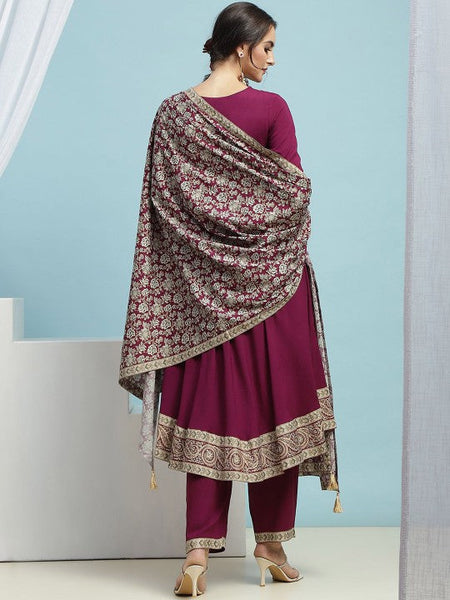 Women Floral Embroidered Regular Anarkali Kurta with Palazzos & Dupatta Set VitansEthnics