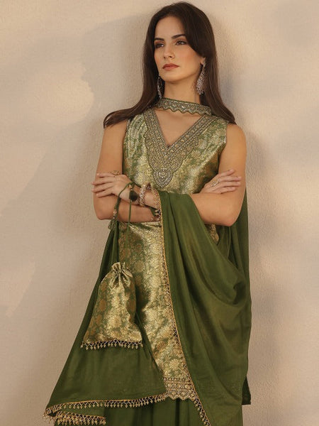 Women Regular Beads and Stones Kurta with Palazzos & With Dupatta VitansEthnics