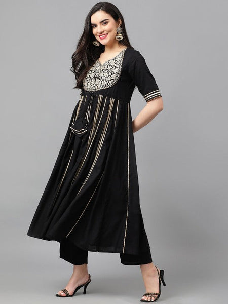 Women Floral Embroidered Regular Thread Work Kurta with Palazzos & With Dupatta VitansEthnics